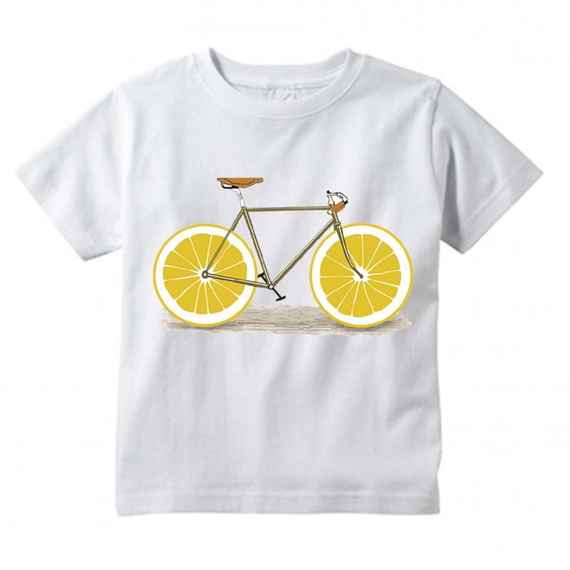 

Детская футболка с фруктами и овощами, велосипедный дизайн, отличные кавайные топы с короткими рукавами для мальчиков и девочек, детская забавная футболка для детей от 2 до 14 лет 6T(130cm)