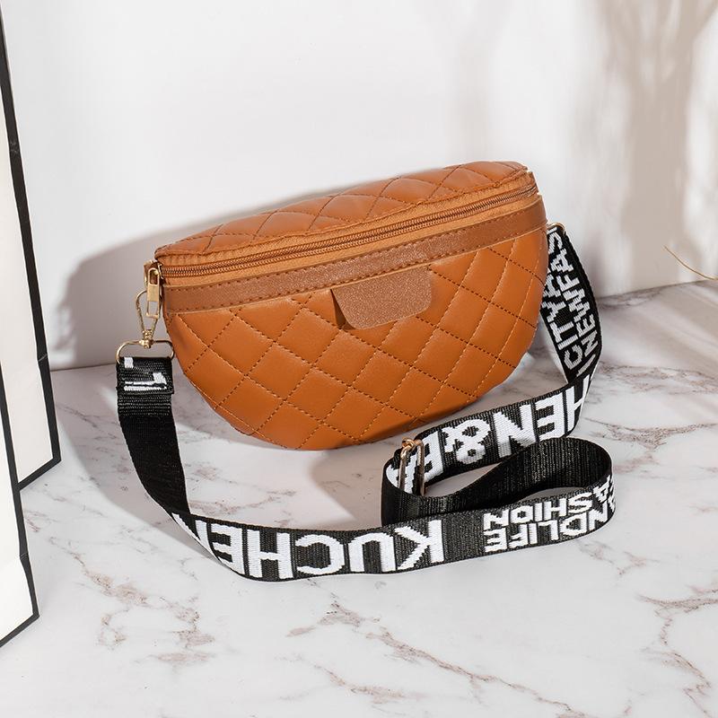 Bag autumn new niche design printing webbing embroidered fanny pack shoulder bag messenger bag