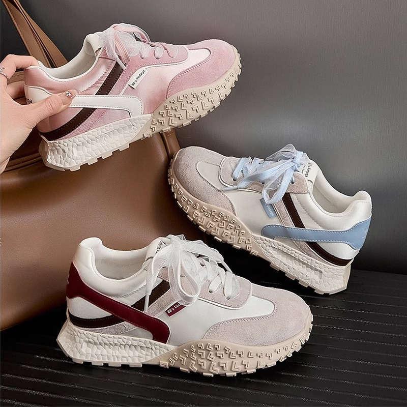 Chaussure Femme Student Casual Sneakers Autumn Comfortable Patchwork Leather Vulcanized Shoes Women's Running Sports Shoes Mujer