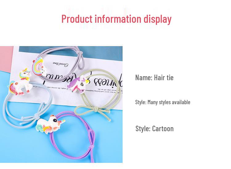 Unicorn Cartoon Kids' Ponytail Holders - Cute Rubber Bands & Hair Ropes