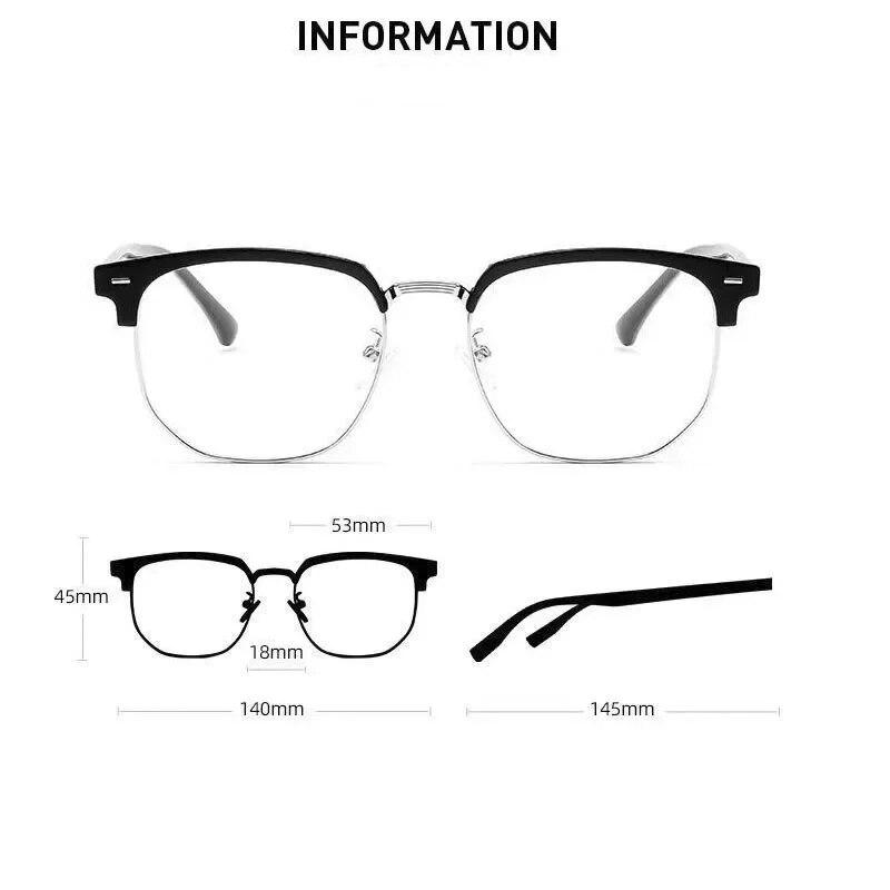 Photochromic Half Frame Myopic Glasses Outdoor Color Changing Near Sight Eyeglasses Anti-Blue Light Short Sight Eyewear