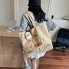Casual Large-capacity Canvas Bag Women's 2025 New Lightweight Niche Commuter Shoulder Bag Graffiti Portable Tote Bag