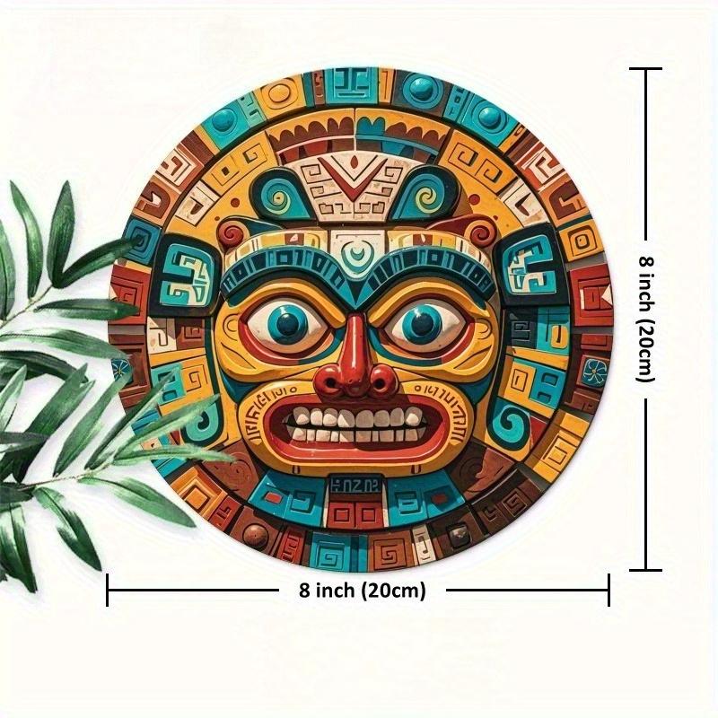 

2d Flat 20*20cm Victorian Maya Mask Circular Wooden Plaque, Easy To Hang for Home, Office or Garden Decoration, Wooden Signage Perfect Room Decoration 20*20cm