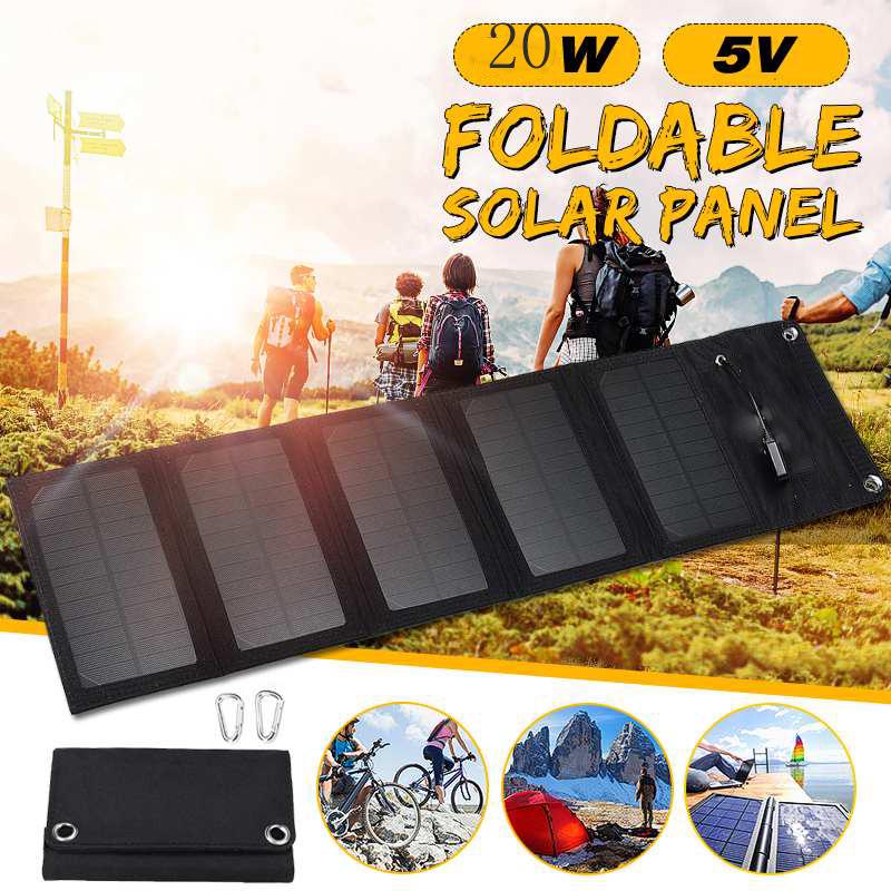 12W Foldable Solar Panel Charger with USB for Outdoor Camping