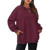 Damen Freizeit Rundhals Sweatshirt Mit Taschen Locker Langarm Oberteil