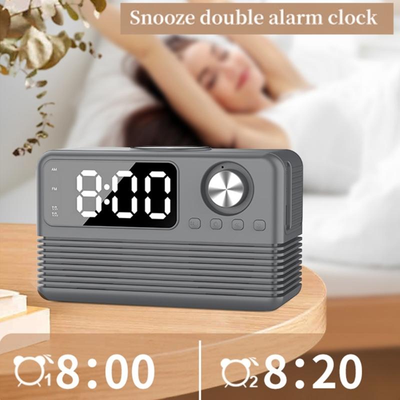 15W Wireless Charging Bluetooth-compatible Speaker with LED Mirror Clock Double Alarms Not Theft Designs Suitable for Home Office