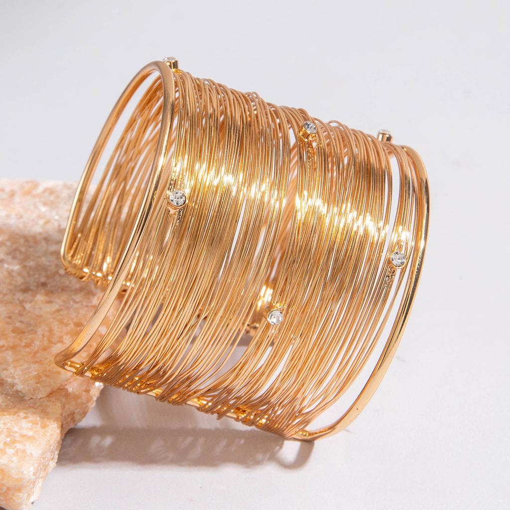 New Street Punk Party Jewelry Multi-layer Hollow Steel Silk C-shaped Open Bracelet Wholesale