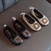 Scarpe di Pelle Chic da Bambina per Bambini Piccoli, Mocassini Slip-on Ballerine con Strass Quadrati da Principessa per Ballo