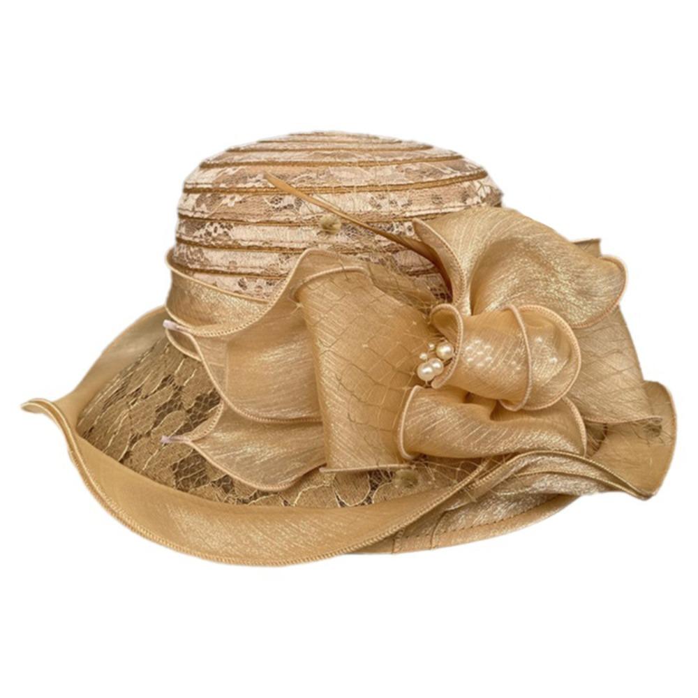

Breathable Ladies Fascinator Hat Wide Brim Foldable Sun Cap Bowknot Design French Style Bucket Hats Photography Accessory хаки