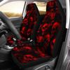 Red Gothic Flame Skull Pattern Auto Seat Cover, Thin Breathable Universal Car Front Seats Accessories Interior Decor 2 Pcs