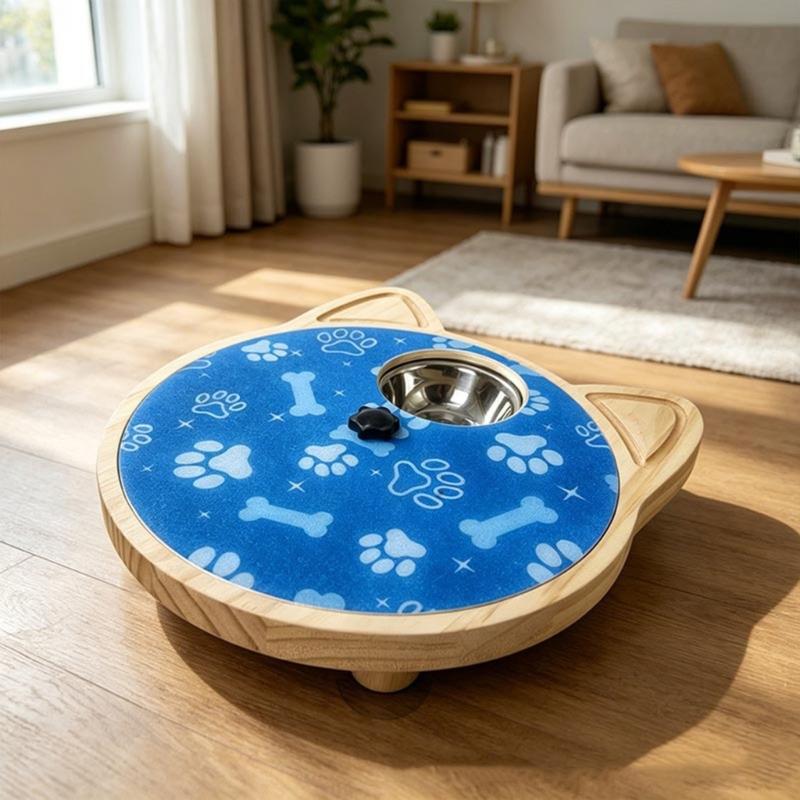 Dog Nail Board With Metal Treat Bowl for Puppies Medium and Large Dogs, Wooden Scratch Station for Indoor Reward Routine and Daily Dog Play