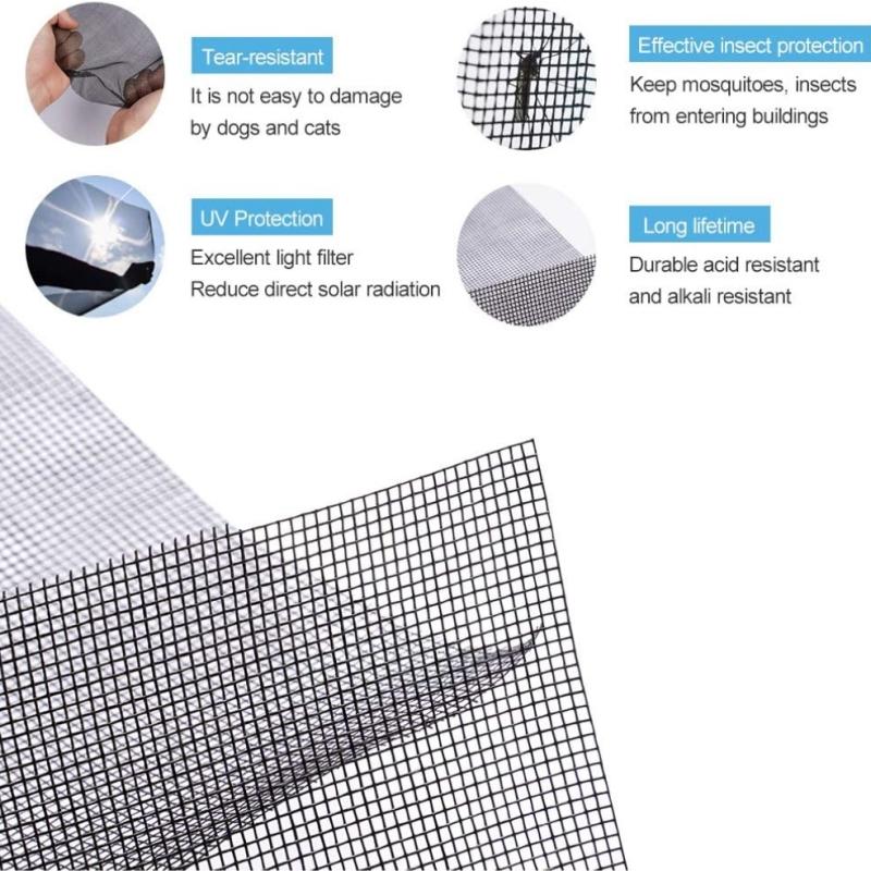 Easy To Cut Window Screen Replacement Adjustable Fiberglass Roll Screen DIY Perfect Replacement Screen for House Windows, Door,