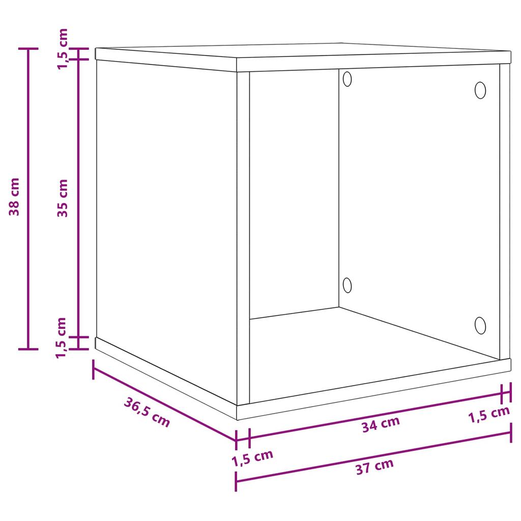 Vinyl Album Box 2 Pcs. Sonoma Oak 37 X 36.5 X 38 Cm