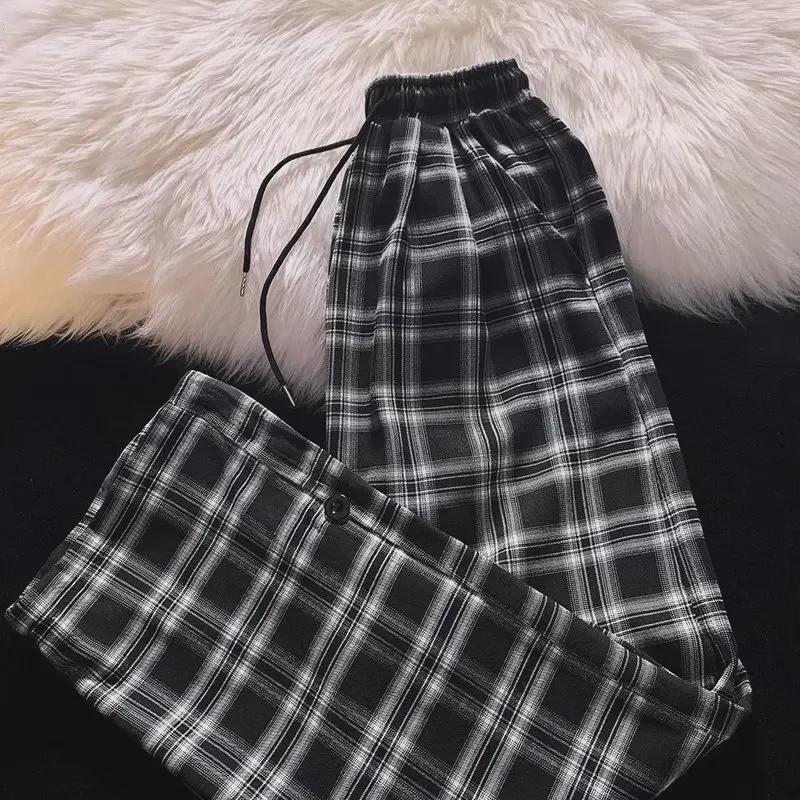Men's 2022 Spring Loose Plaid Sweatpants – Street Vibe, All-Match, Straight-Fit.
