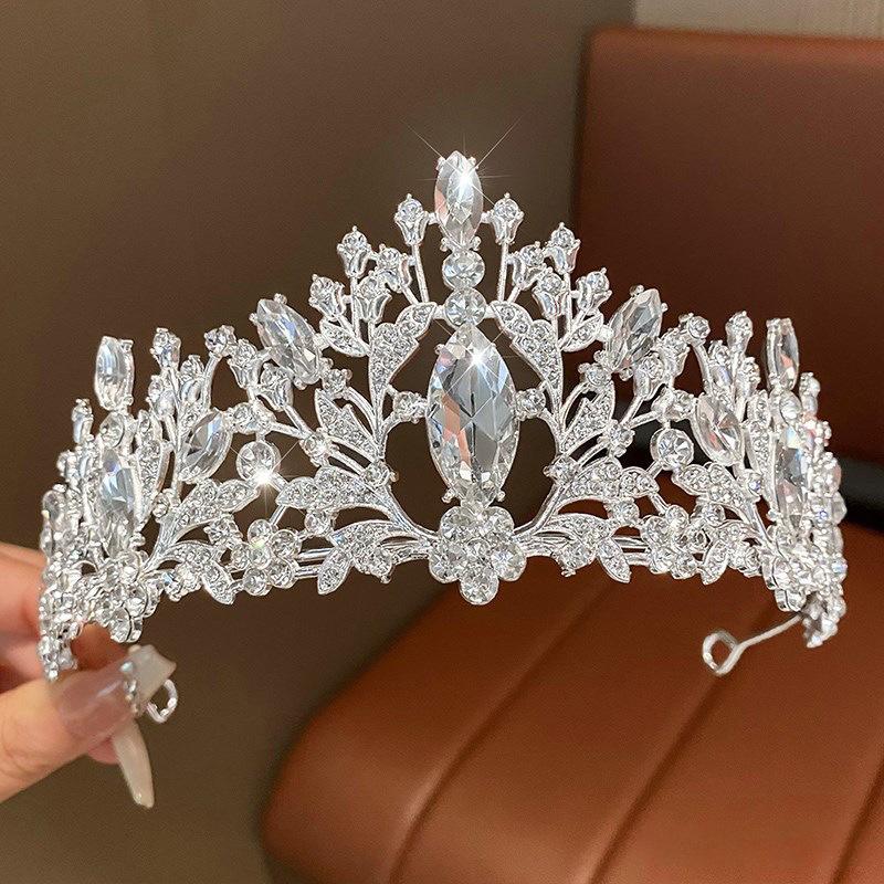 Super flash full diamond princess queen crown headband bride wedding banquet crown light luxury high-end temperament hair accessories woman