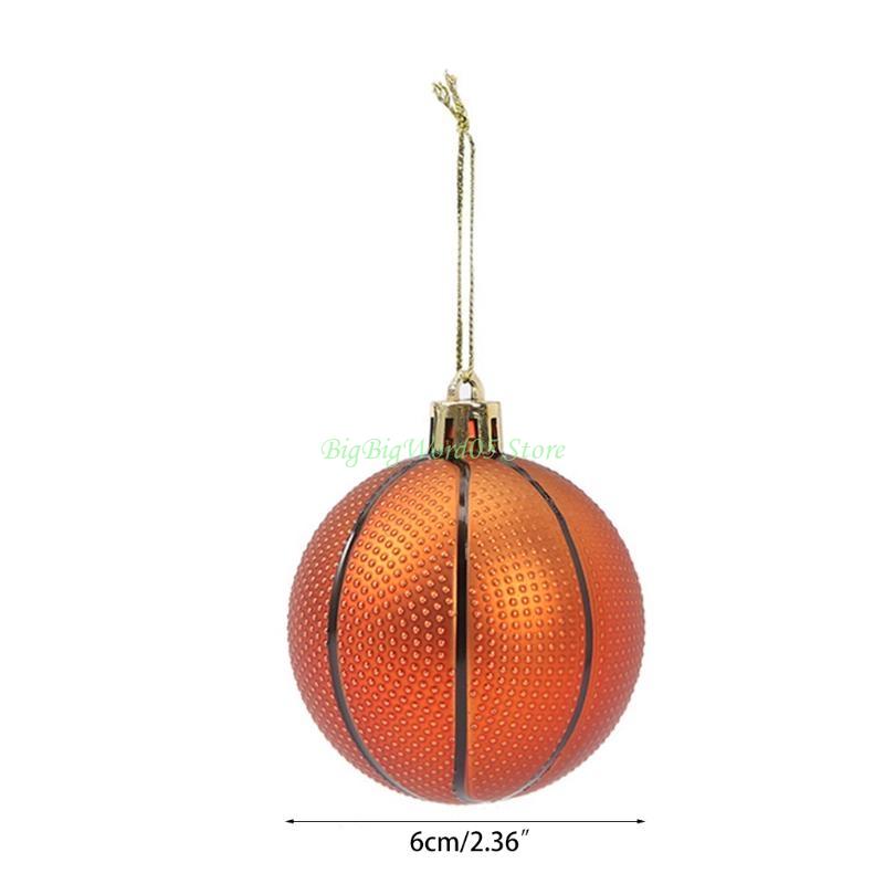 24TE 6 Pcs 6cm Christmas Sports Ball Ornaments Xmas Tree Decorations Hanging Pendants