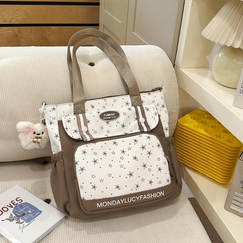 Schoolbag College Style School Bag Mori Dopamine Pain Layer Junior High School Student Large Capacity Backpack Cute Star Make-up Shoulder Bag