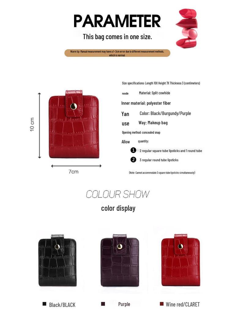 Crocodile Pattern Portable Cowhide Makeup & Coin Pouch with Mirror