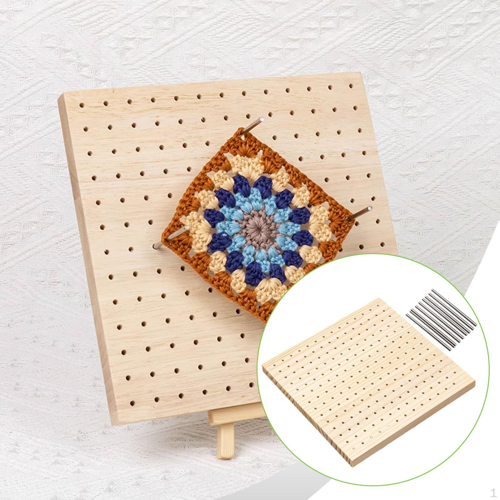 

Blocking Board, Wooden Crochet Board with Nine Metal Pegs for Placement of Knitting Patterns, Craft 20x20cm 6.5cm pins