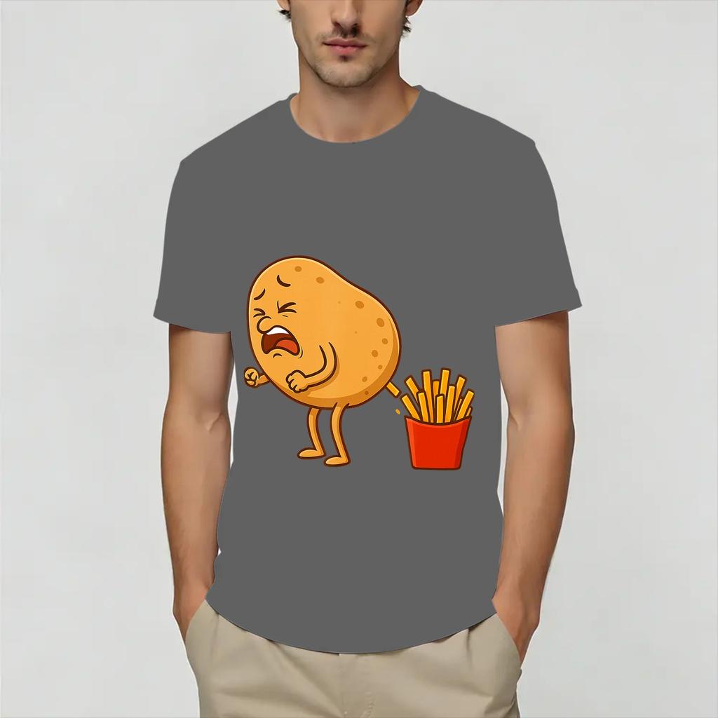 Funny Potato Farting Frenc TShirts Unisex Vintage Pure Cotton Tee Shirt O Neck Short Sleeve T Shirt Graphic Tops