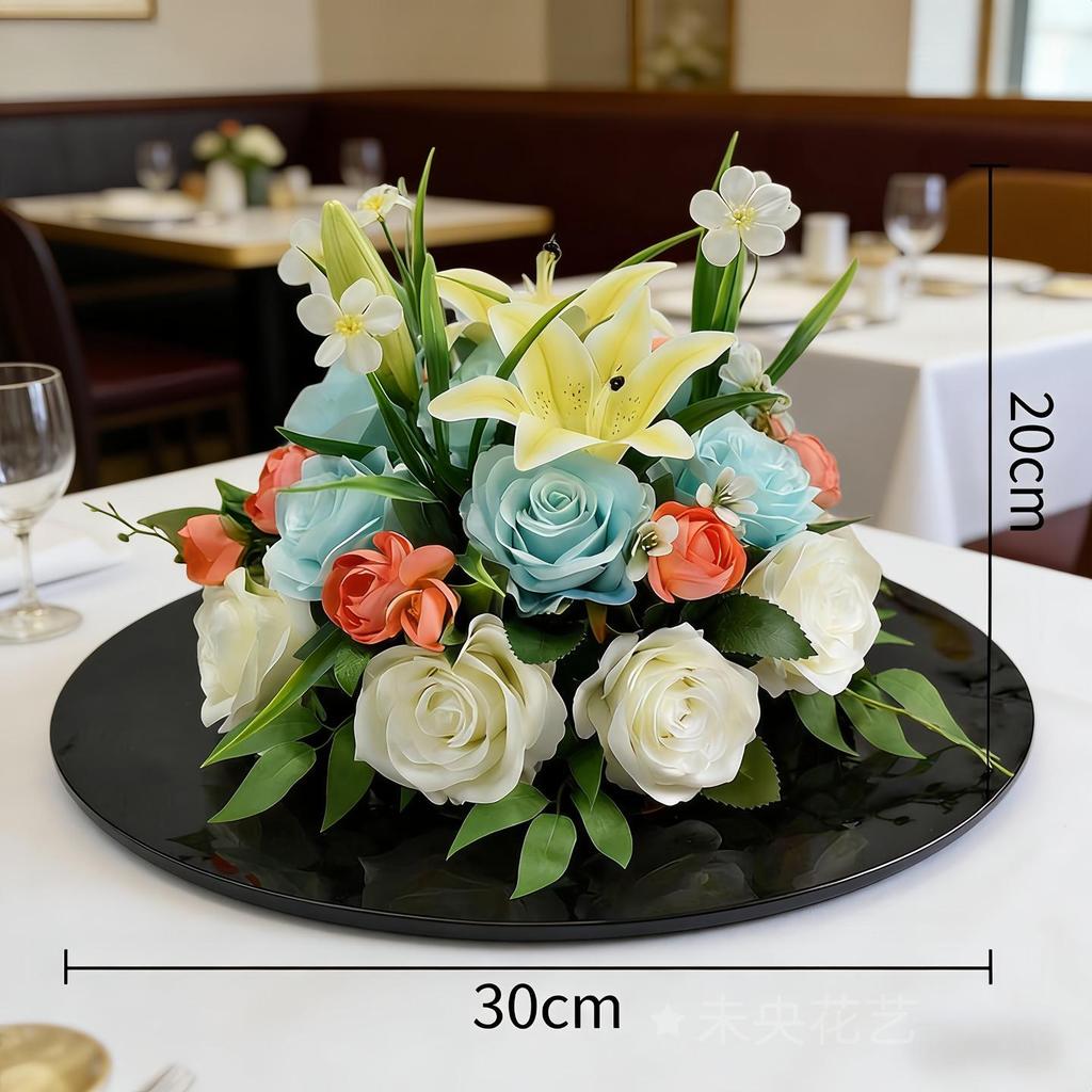 Round Lily Style Table Centerpiece: Artificial Floral Arrangement for Restaurants & Hotels