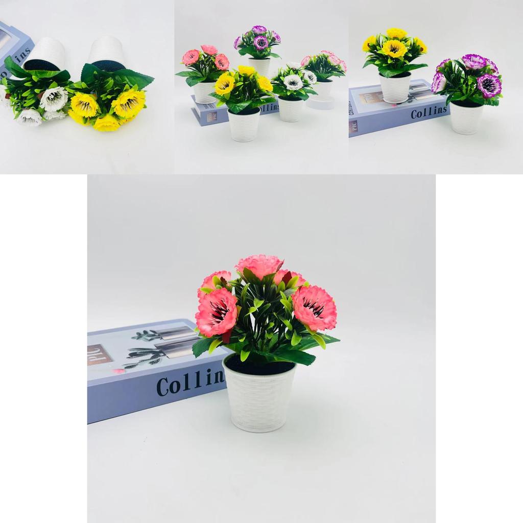 Peony Artificial Flower Mini Potted Plant For Photography Home Decor And Wedding Events