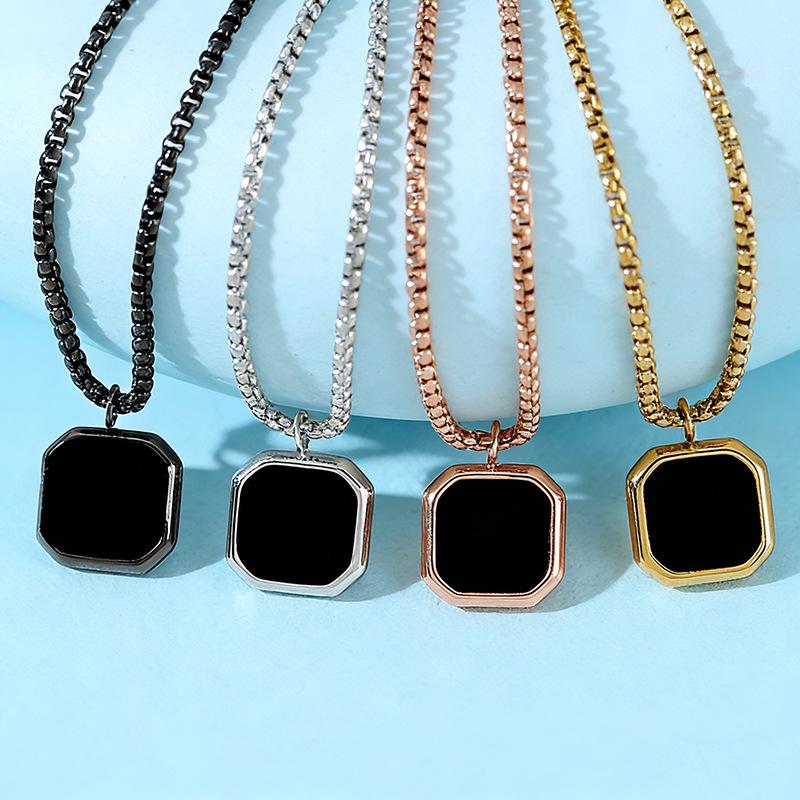 Collana Acciaio Inossidabile Goccia Croce Nera - Souvenir Regalo Festival Unisex
