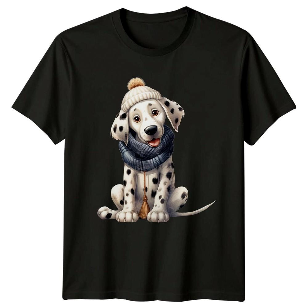 Dalmatian Puppy Winter Hat Scarf Dog Animals Unisexs Unisexs Graphic Tee