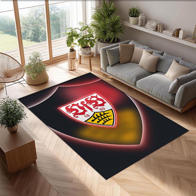 VfB Stuttgart Football Print Crystal Velvet Rug, Comfortable Water Absorbent Non Slip Indoor Floor Carpet