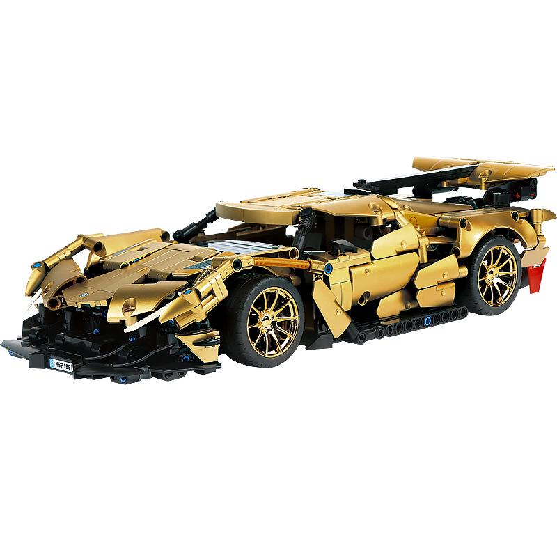 Golden Sports Car Building Blocks - Children s Educational Toy Racing Car Model for Boys