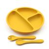 Silicone  Plates for Babies Toddlers Self Feeding Baby Plate with Silicone Spoon & Fork BPA Free