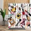 Pink Perfume High Heel Shower Curtain Set Black White Stripes Fashion Girl Woman Bathroom Decor Polyester Bathtub Curtains Hooks