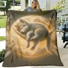 1pc Sleeping Puppy Flannel Blanket Ultrasoft Cozy Allseason Throw with Celestial Moon And Stars Print Design for Sofa, Bed, Travel, Camping, Office Pe