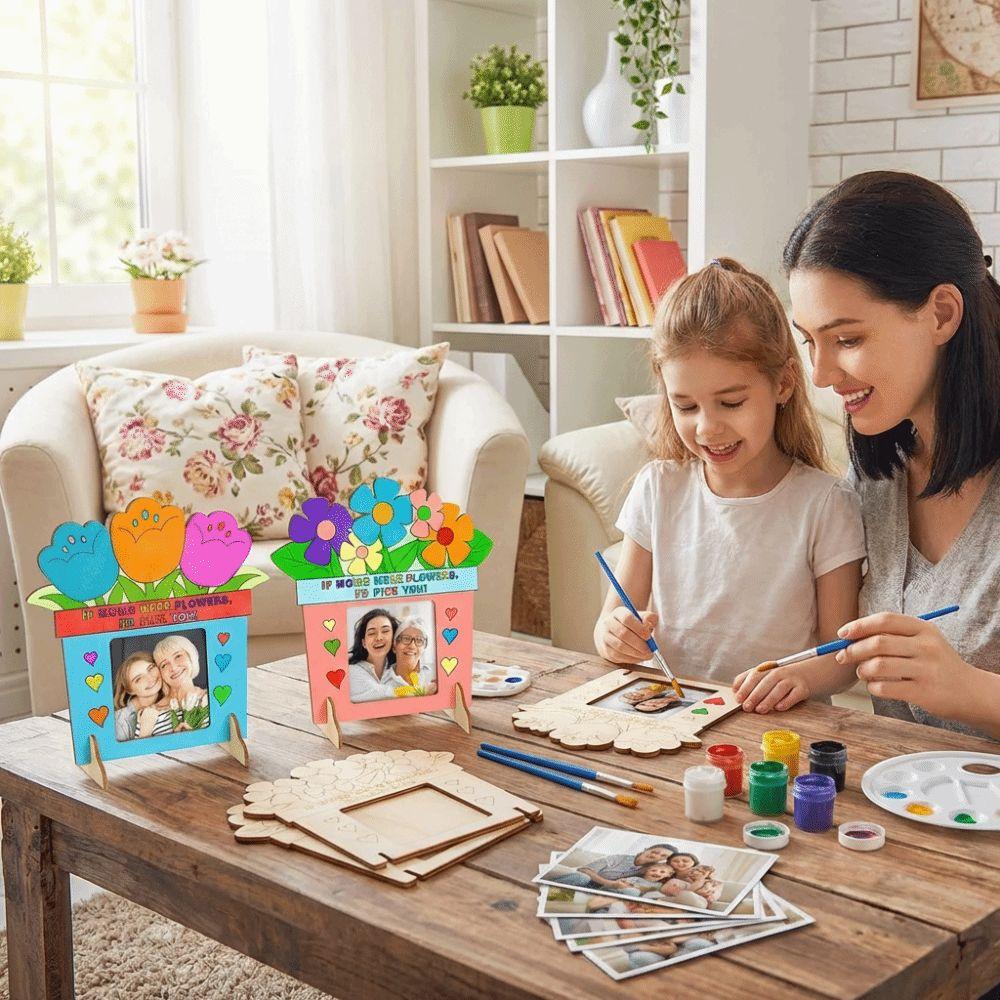 Flower Wooden Picture Frame Handmade Art Mother's Day Frame Photo Display Rack  Mother's Day Gift