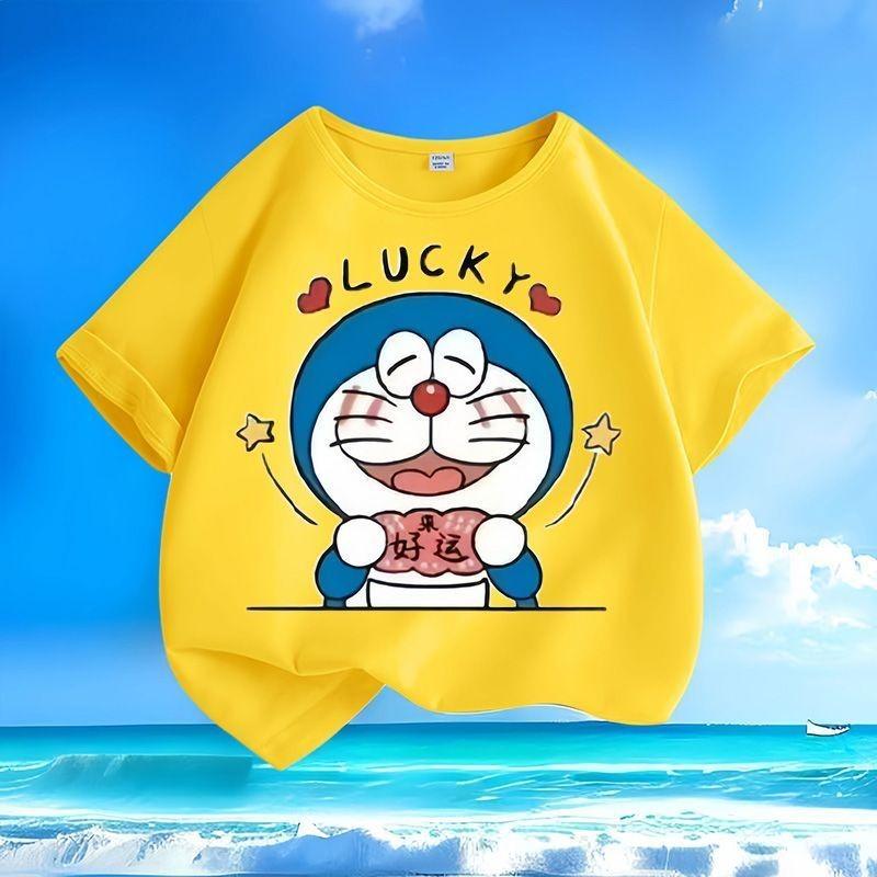 Doraemon Cartoon Children's T-Shirt Summer New Loose Round Neck Casual Fashion Short Sleeve