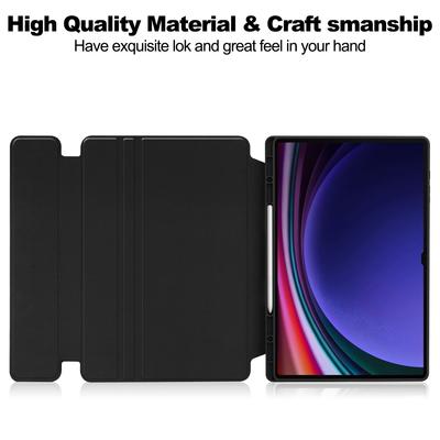 Für Samsung Galaxy Tab S10 Ultra Hülle 360° drehbarer Ständer PU-Leder+Acryl Tablet-Hülle (Ohne Tastatur)