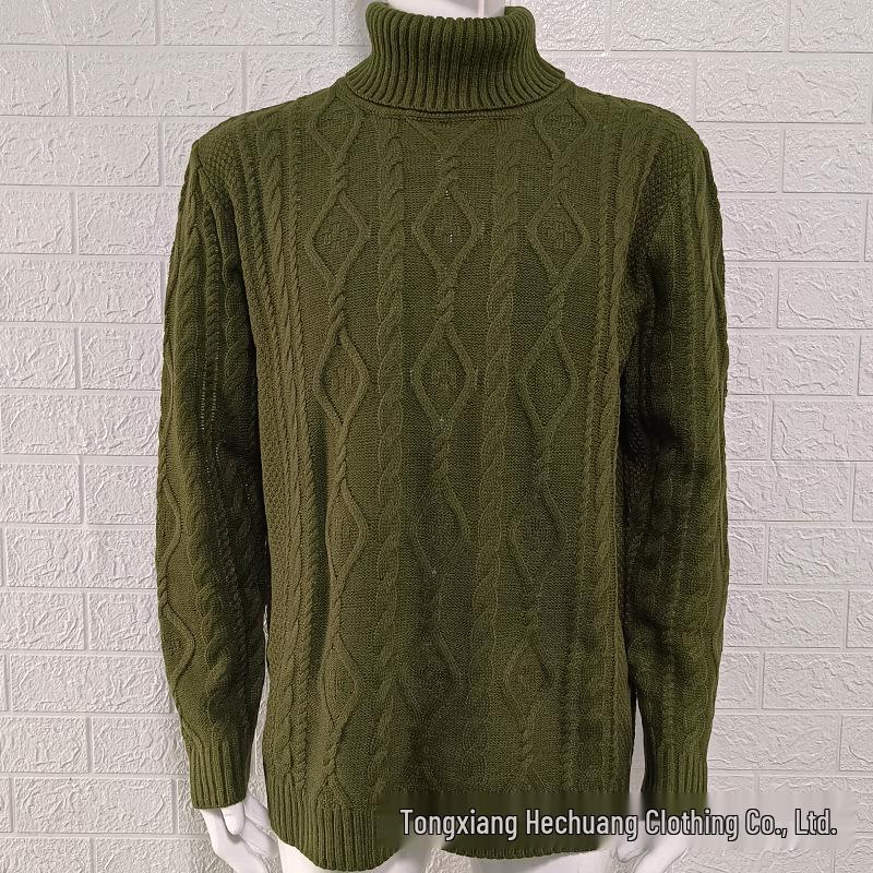 Men's European & American High Neck Knitted Sweater, 2025 Fashion Plus Size Knitwear