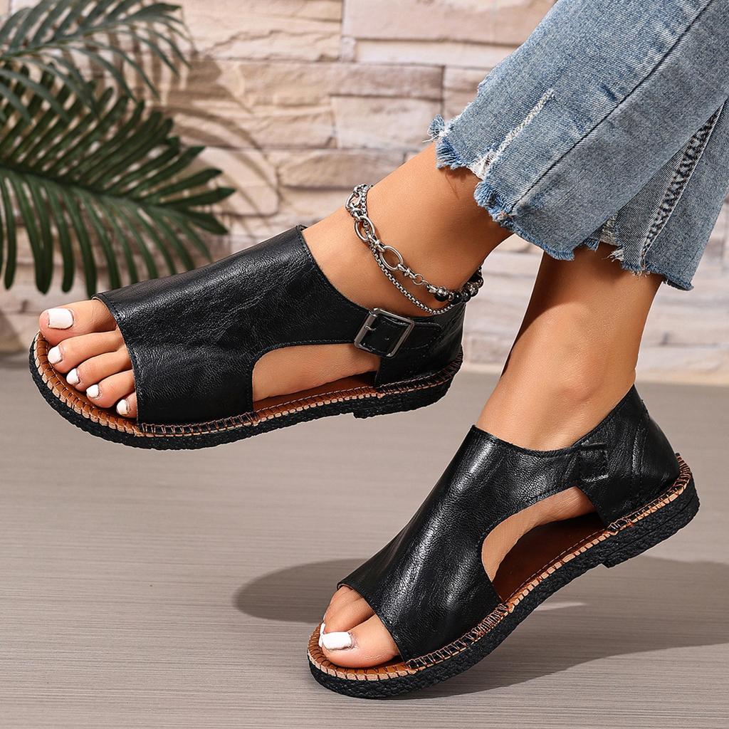 Summer New Large Size Sandals Cover Toe Flat Beach Sandals