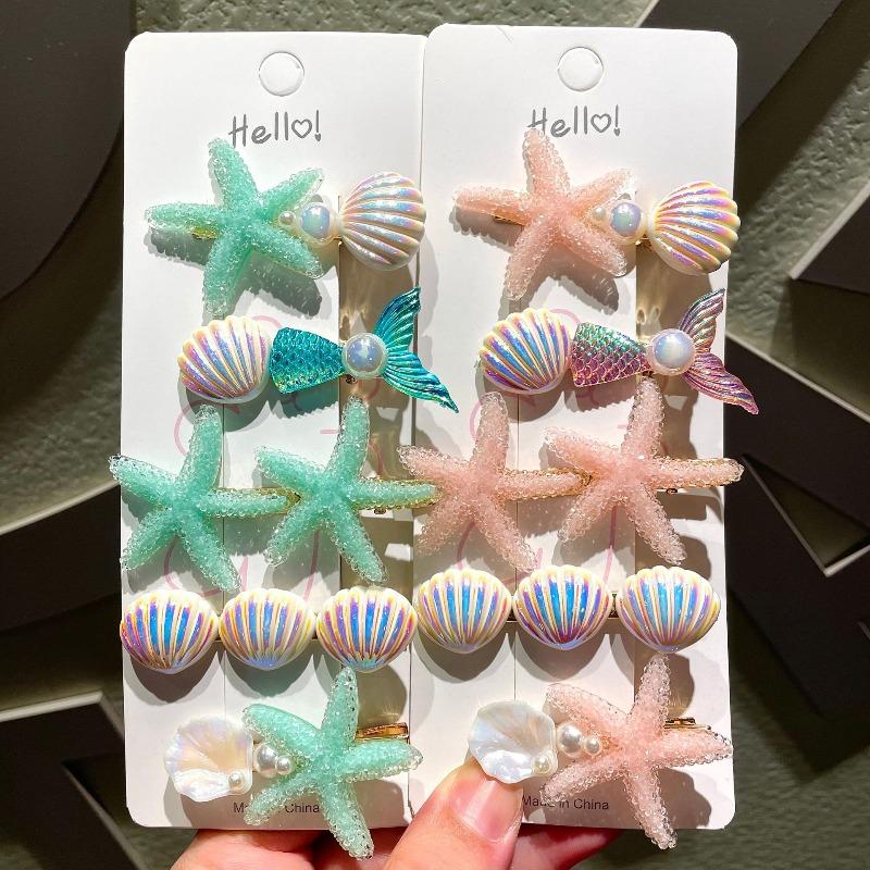 New Cute Candy Color Sugar Starfish Hair Clips for Girls Bangs Side Clips Duckbill Clips Korean Fashion Women Hair Accessories