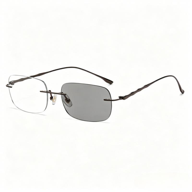 Women's Luxury Photochromic Myopia Glasses Rimless Ultra-Light Fashionable Minus Diopter Eyeglasses Blue Light Blocking Goggles