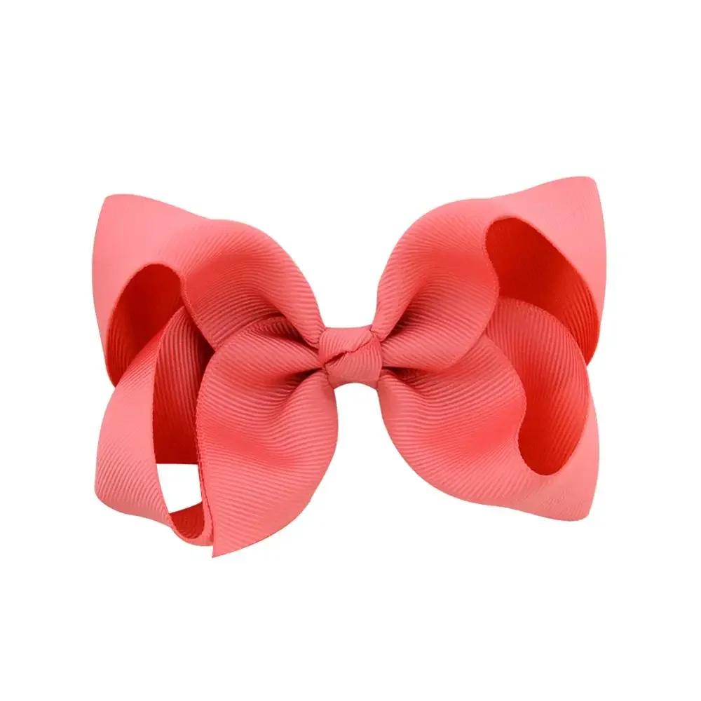3/4/6/8inch  Boutique Handmade Colorful Solid Ribbon Grosgrain Hair Bow with Clips for Kids Girls Hair Accessories