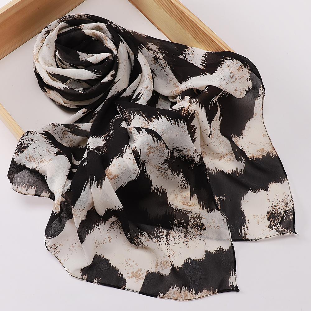 Leopard Snake Print Hijab Muslim Women Chiffon Scarf Breathable Malaysian Headscarf Wraps Shawls Tudung Bawal