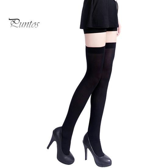 Sexy Damen Opaque Strümpfe in Unifarbe Über das Knie