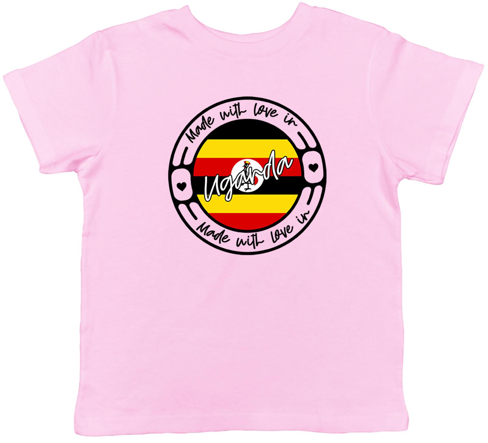 Made With Love In Uganda Country Childrens Kids T-Shirt Boys Girls Gift 140