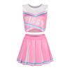 LittleForBig Unisex Cheerleader Dress with Shiny Satin Skirt, Silky Sleeveless Dress, Pink, Size 2XL