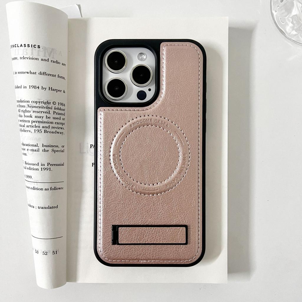 Foreign trade models are suitable for iPhone14 leather bracket, mobile phone case, Apple 14PROMAX crystal shield, magnetic protective case 14.