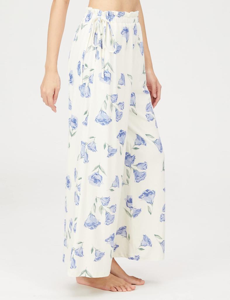 Gelato Pique Lisianthus Floral Print Long Pants PWCP225316 BLU F Women's