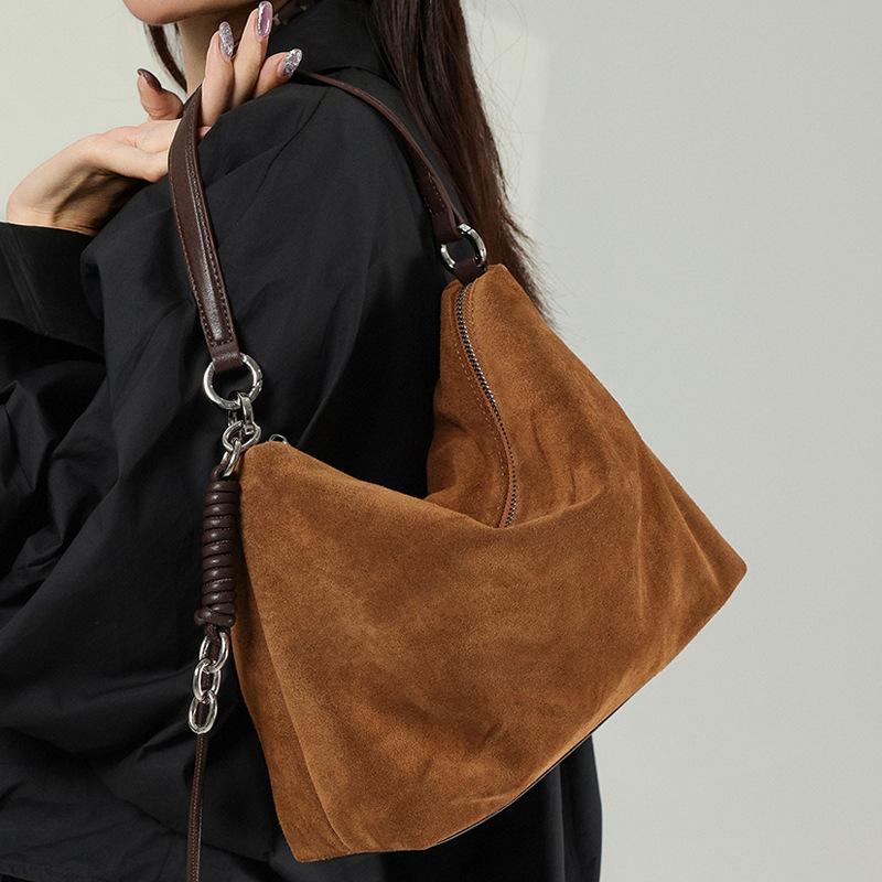 Genuine Leather Underarm Bag, Soft Bag, Matte Cowhide Single-shoulder Handbag, Large-capacity Crossbody Bag