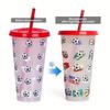 Soccer Cup Temperature-sensitive Cold Color-changing Straw Cup Single Layer Color-changing Cup Summer Drinkware 5PCS 710ml