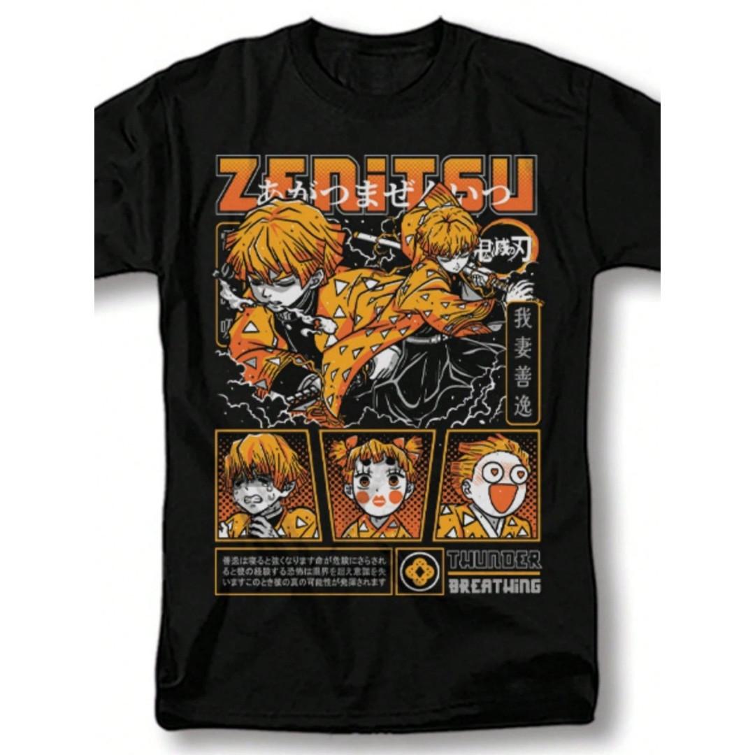 Agatsuma Zenitsu Demon Slayer Anime Tanjiro Kimetsu No Yaiba T-Shirt Mens Womens Tees Top Full Size 4XL